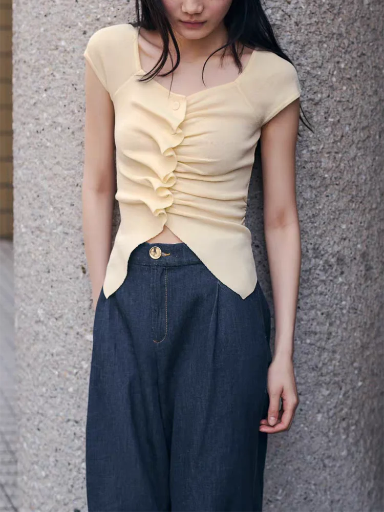 

New Summer Women's Knitted Svel round Ne Gown Decorative Pleats Commute Sle Long Sve Fabric Other 3920262 620