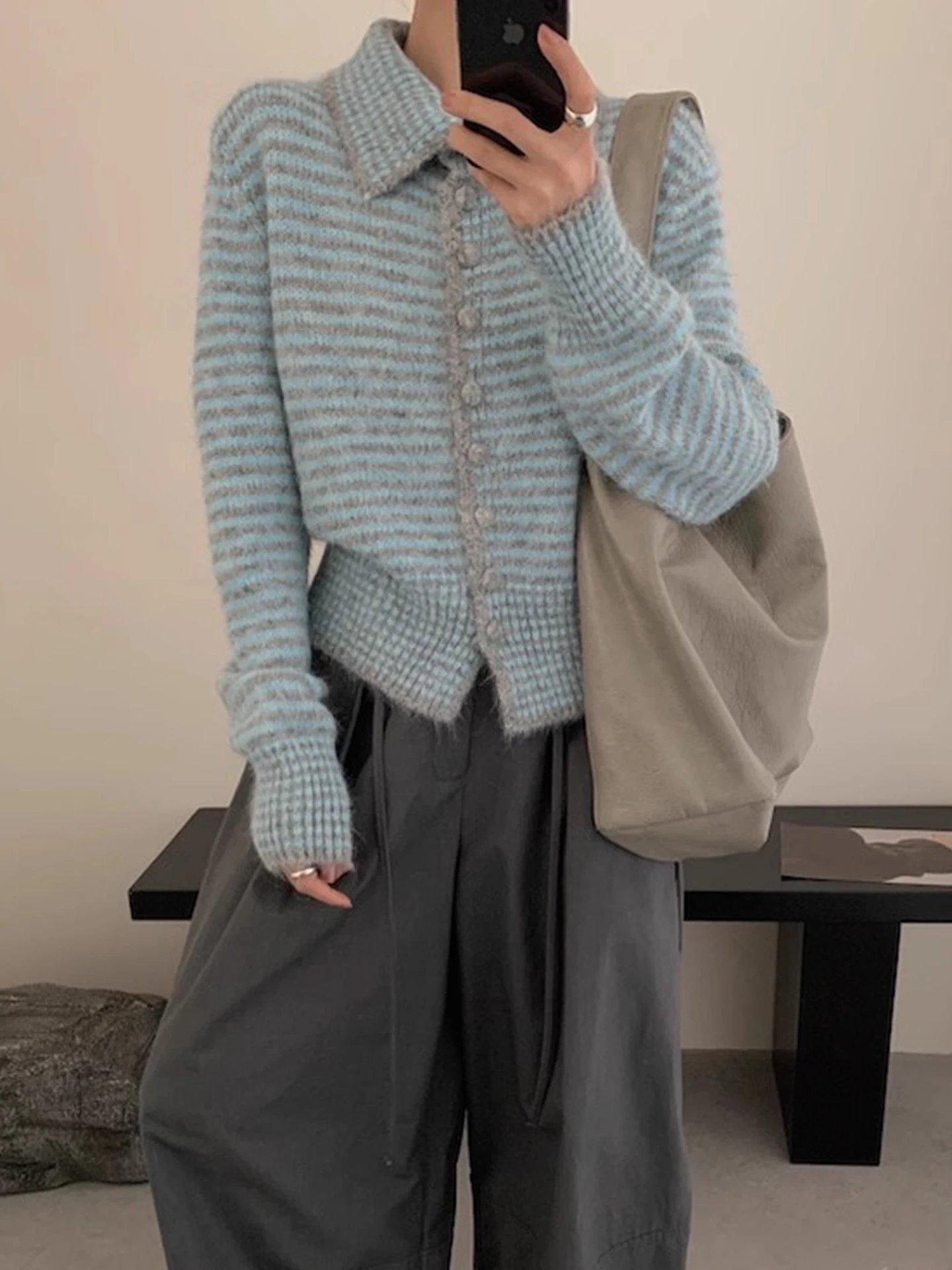 

ZHISILAO новый мягкий вязаный свитер, кардиган, женский осенне-зимний свитер 202, топы, повседневный шикарный свитер в полоску