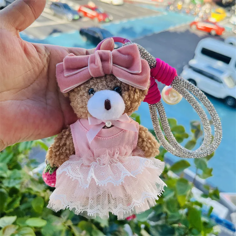 Korean version of the original handmade cute sarong bear bag pendant mobile phone rope colour rope