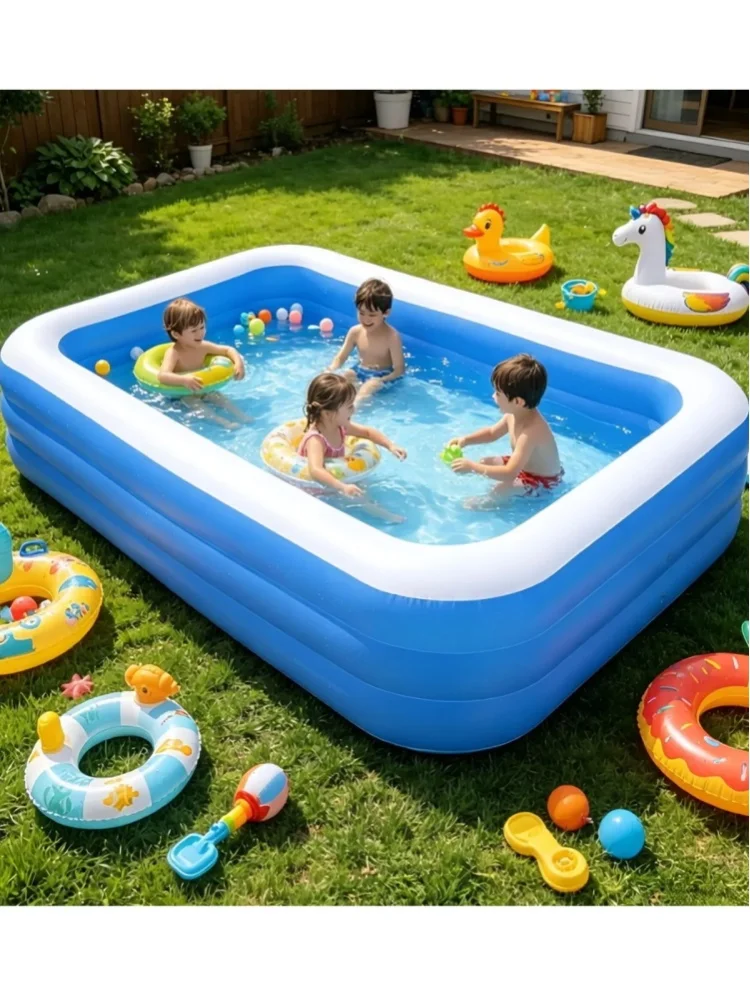 Aufblasbarer Familienpool, Abnehmbarer Garten-Planschpool für Erwachsene & Kinder, Outdoor-Sommerwasserparty
