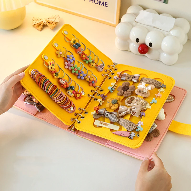 

Складная книга для хранения аксессуаров для волос: нетканый материал контрастных цветов — органайзер для заколок для волос большой емкости