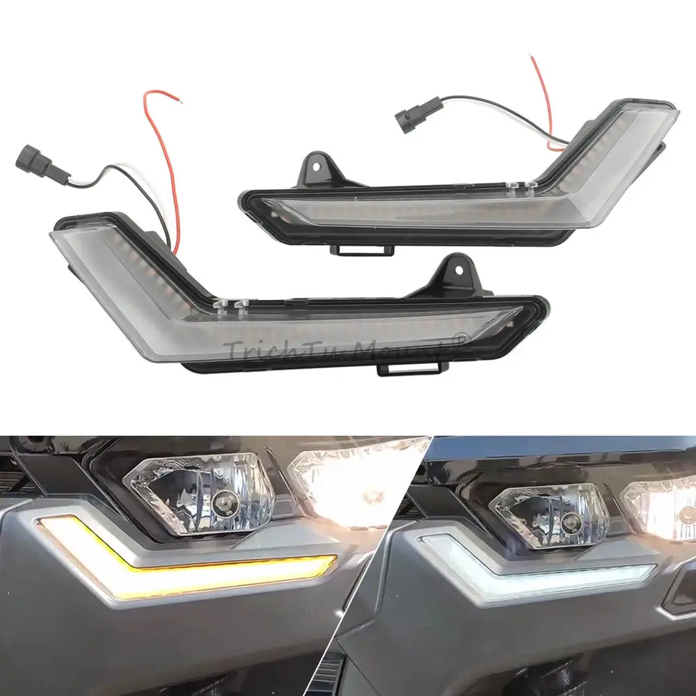 2Pcs Led Front Accent Light Turn Signal Lamps Fits For Can-Am Defender Commander (Max) 2020–2025 Clear Dc 12V Running Turn Light