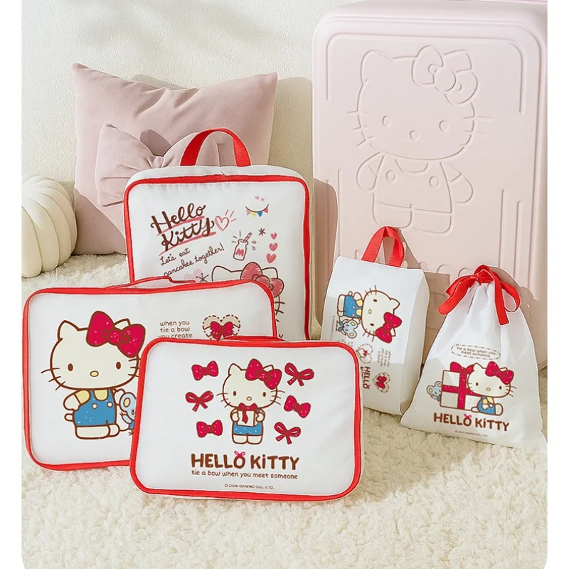 Hello Kitty Storage Bag Cute Cartoon Luggage Packaging Bag Travel Multi Functional Classification Girl Supplies Accessories Gift