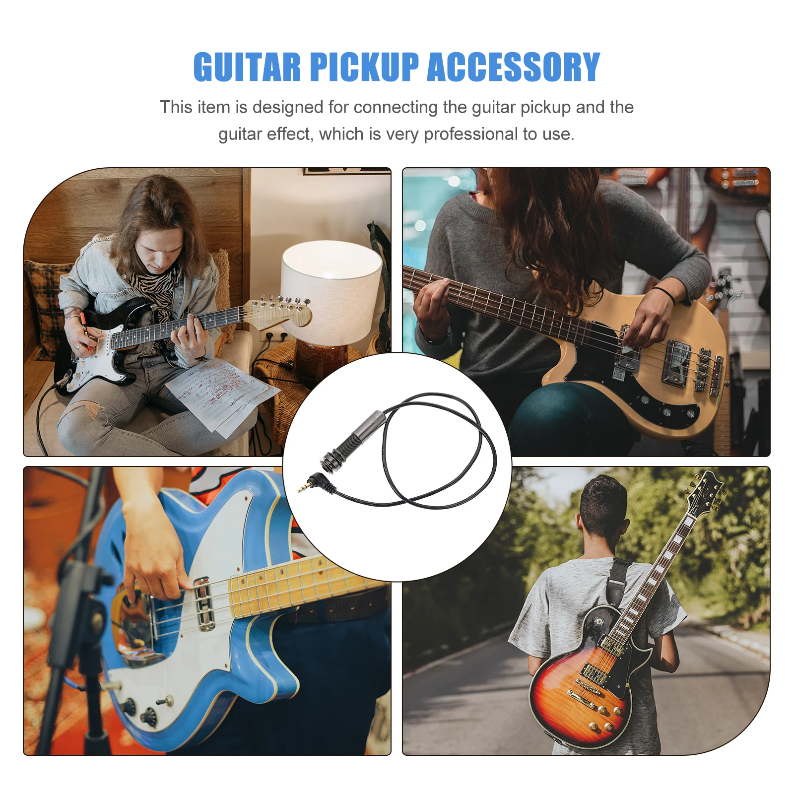 

Guitar Pickup Cable Hardware Material Ukulele Vibration Transducer Cord Easy Install Remove Stage Audio Equipment Guitar Parts