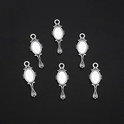 20pcs/Lot 10x29mm Antique Silver Plated Makeup Mirror Charms Beauty Pendant For DIY  Jewelry Making Supplies Accessories