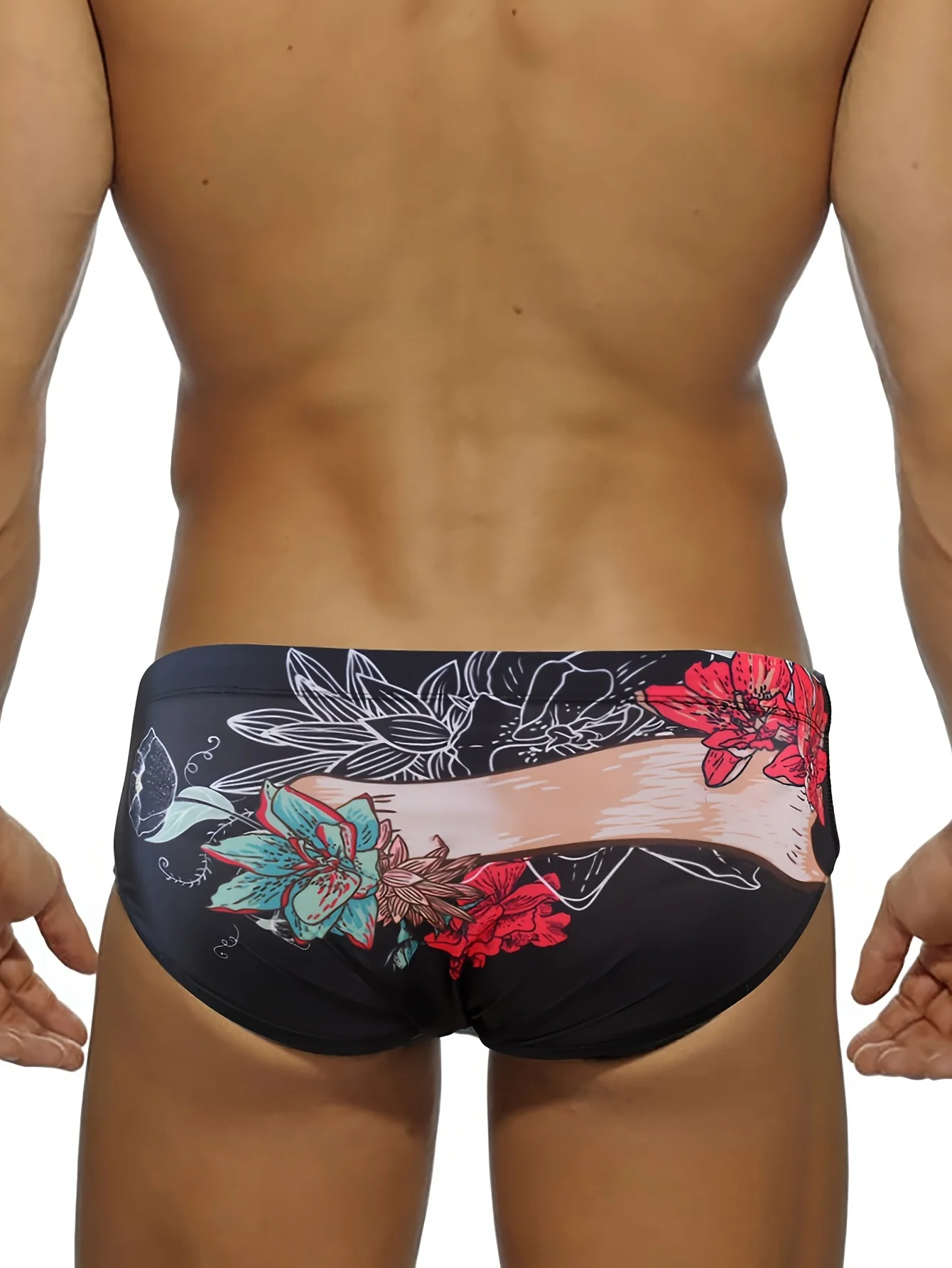Men's Skull Pattern Drawstring Briefs, Summer Beach Swimming Trunks