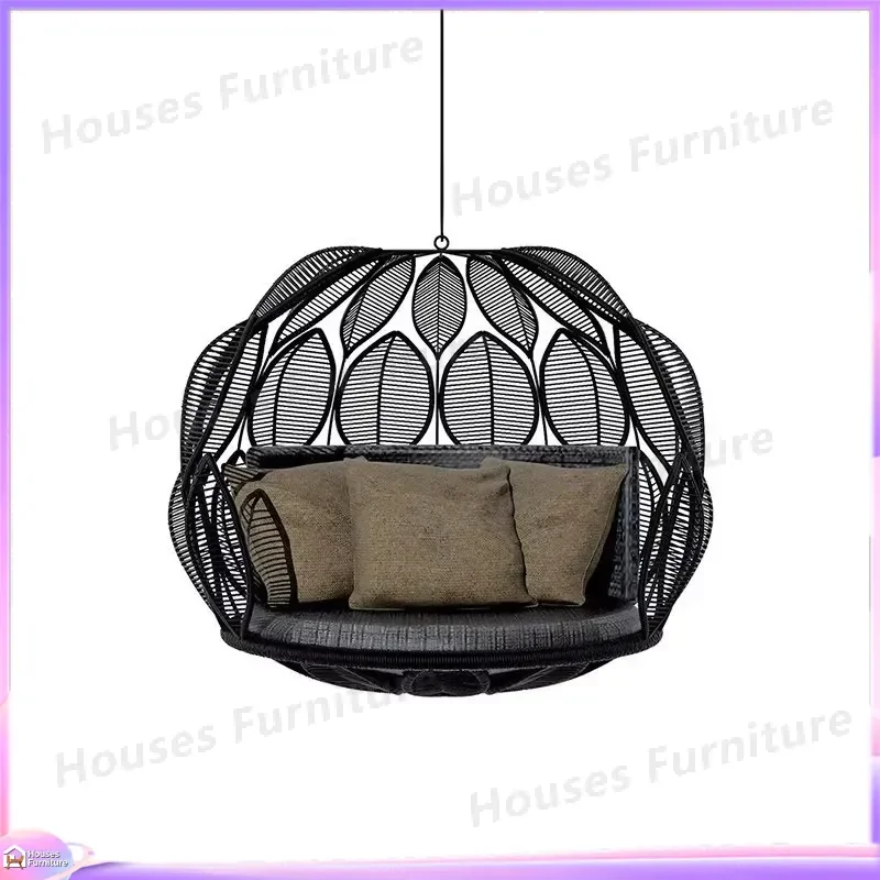 Outdoor Rope Swing Chair Hanging Garden Hammock Seat Patio Backyard Porch Balcony Decor Relaxing Furniture for Adults Kids