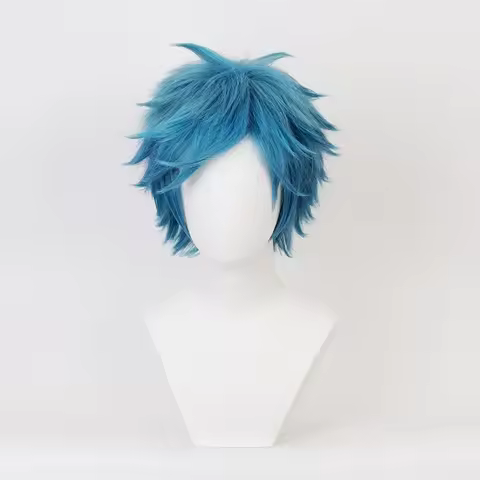 Anime YUI TAMURA Wig Blue Short Synthetic Cosplay Wigs Heat Resistance Party Wigs