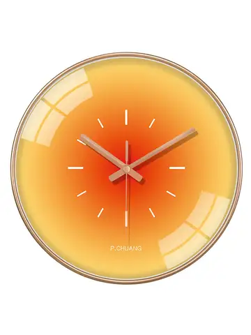 Reloj de pared de puesta de sol a la moda, luz Ins, sala de estar de lujo, cocina, sin perforación, decoración creativa, reloj de cristal Simple silencioso