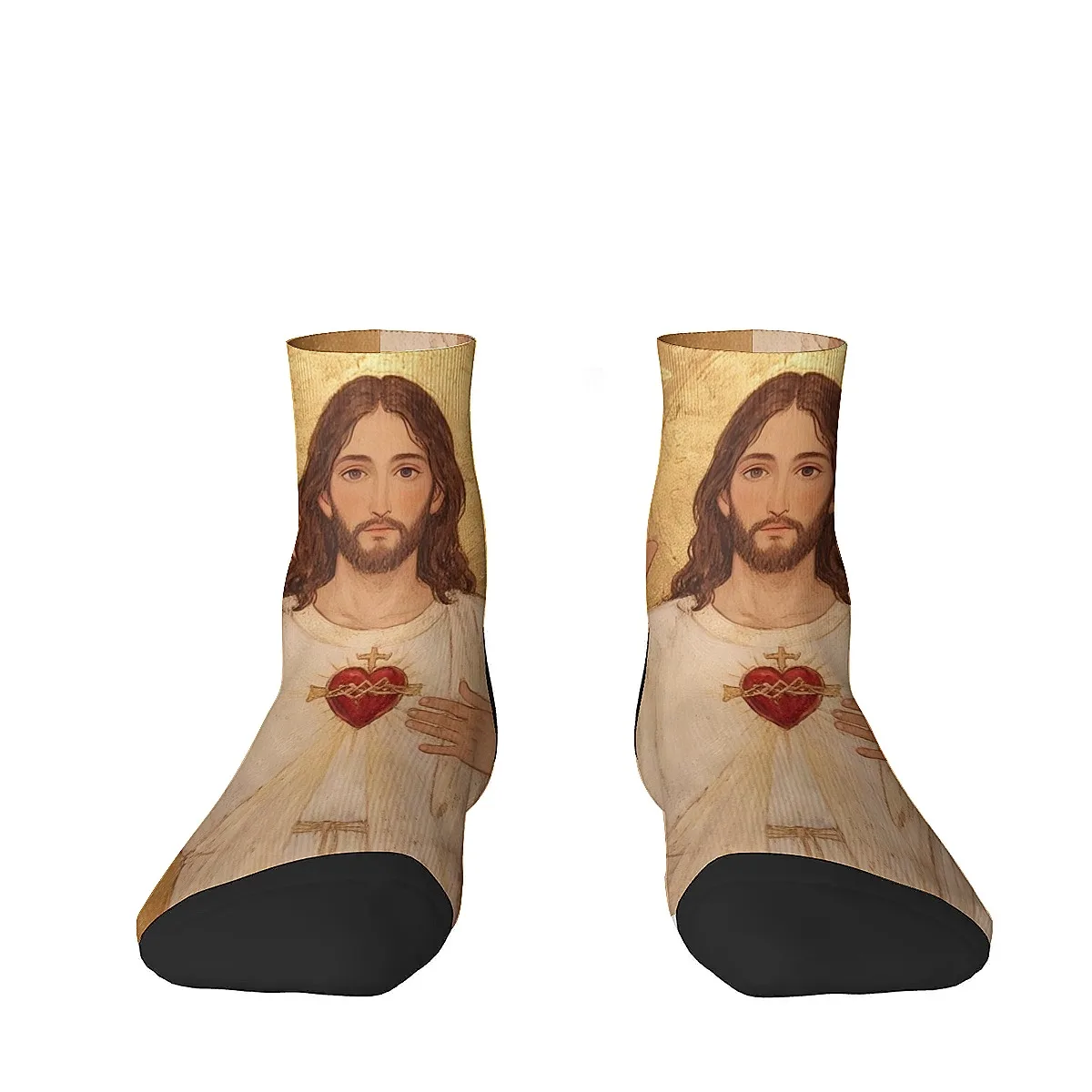 Patrón de estampado de Jesús retro unisex Tendencia de moda suave y transpirable Calcetines bajos versátiles Accesorios adecuados para regalos navideños