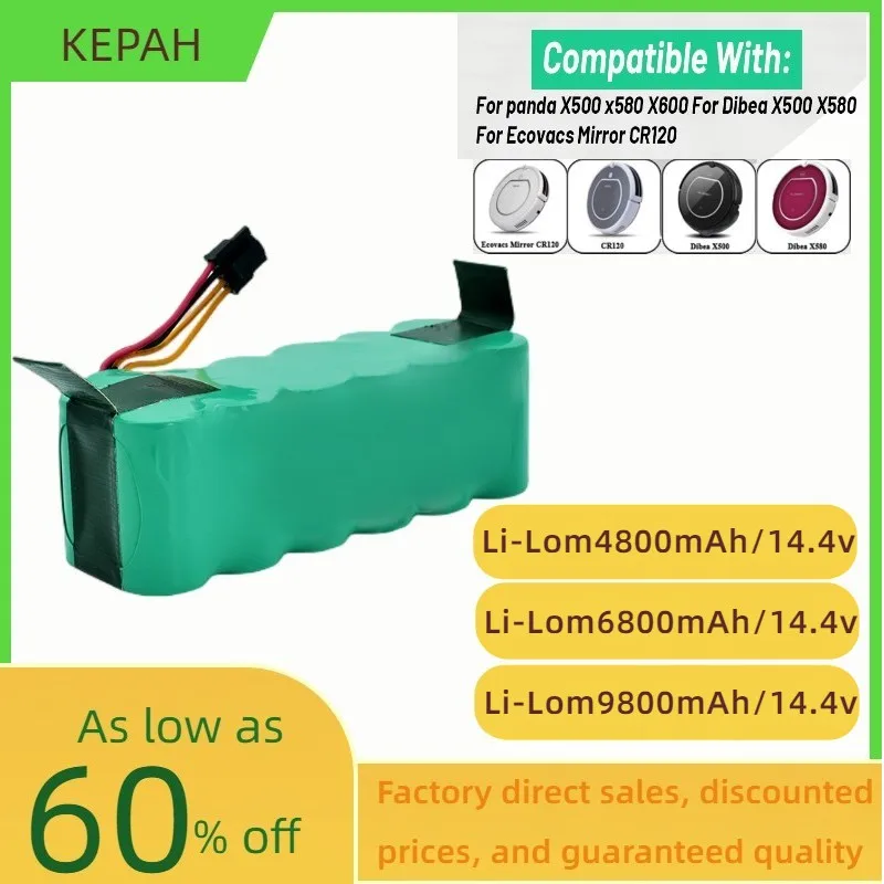 

14.4V kt504 t322 T321 T320 t325/X500 x580/ecovacs mirror cr120/X500 x580 sweeping robot vacuum cleaner battery 4800mAh~9800mAh