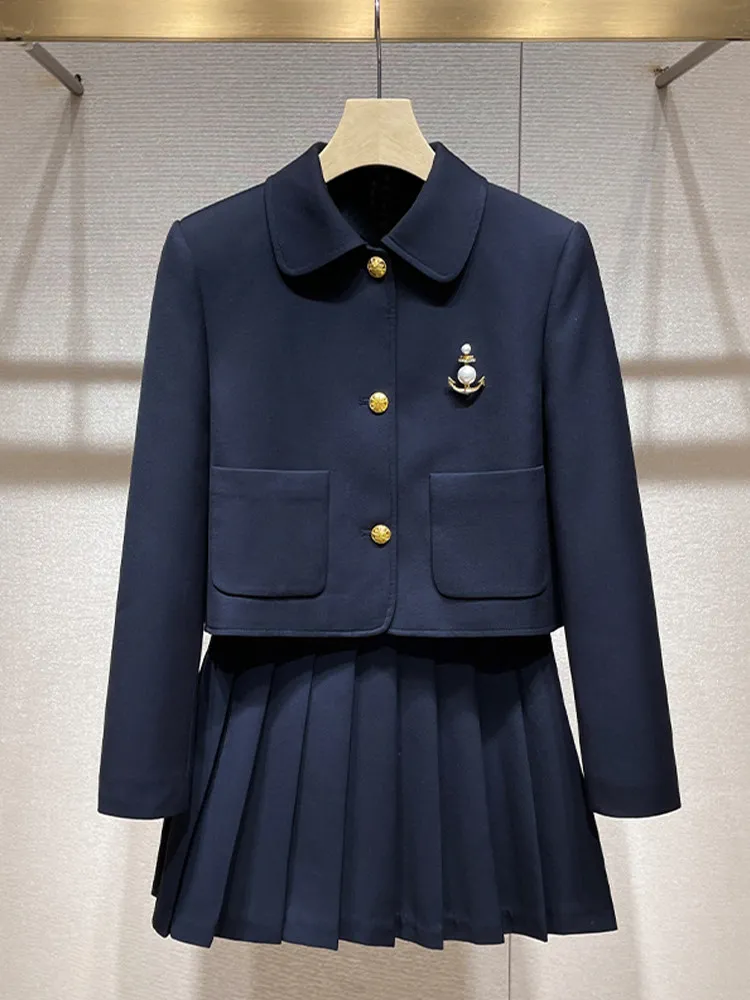 Korean clothing 26 autumn new retro college style blazer pleated skirt cover