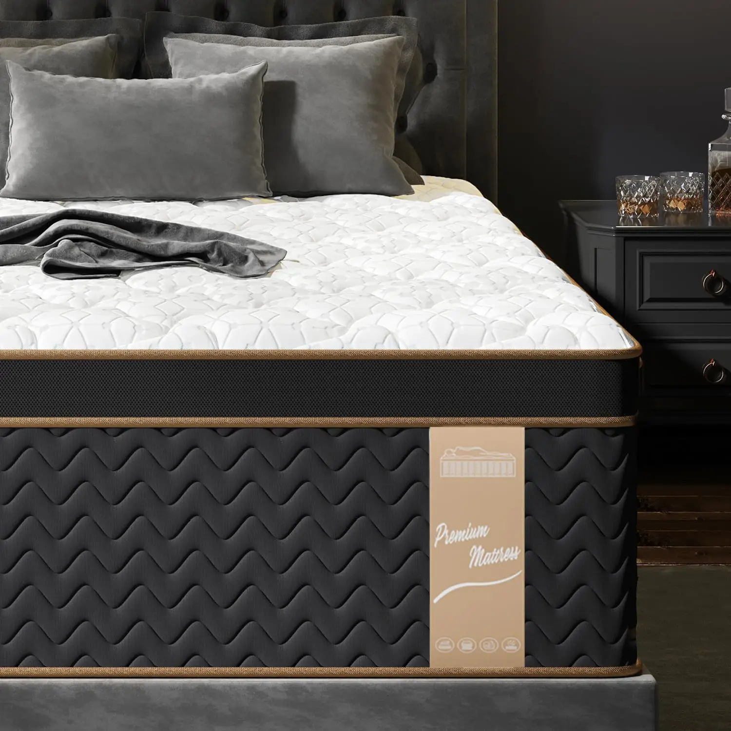 

Queen Mattress 14 Inch, Luxury Hotel Cooling Queen Size Hybrid Mattress in a Box, 7-Zones Individual Pocket Spring