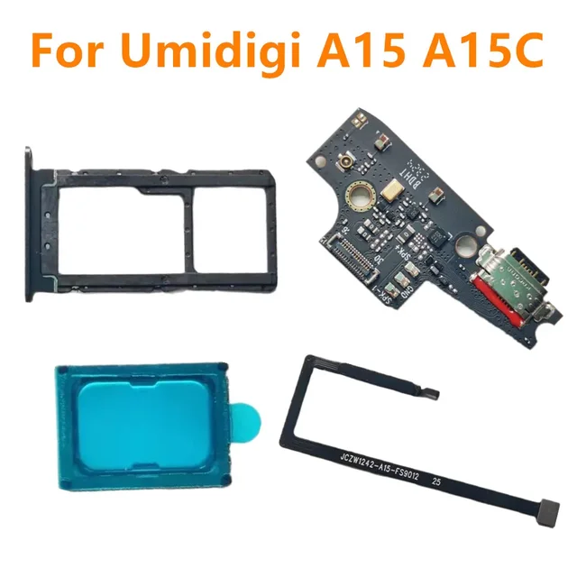Dla Umidigi A15 A15C Telefon USB Płytka dokująca do ładowania Wtyczka + Głośnik Brzęczyk + Uchwyt na tacę Sim + Kabel czujnika linii papilarnych FPC