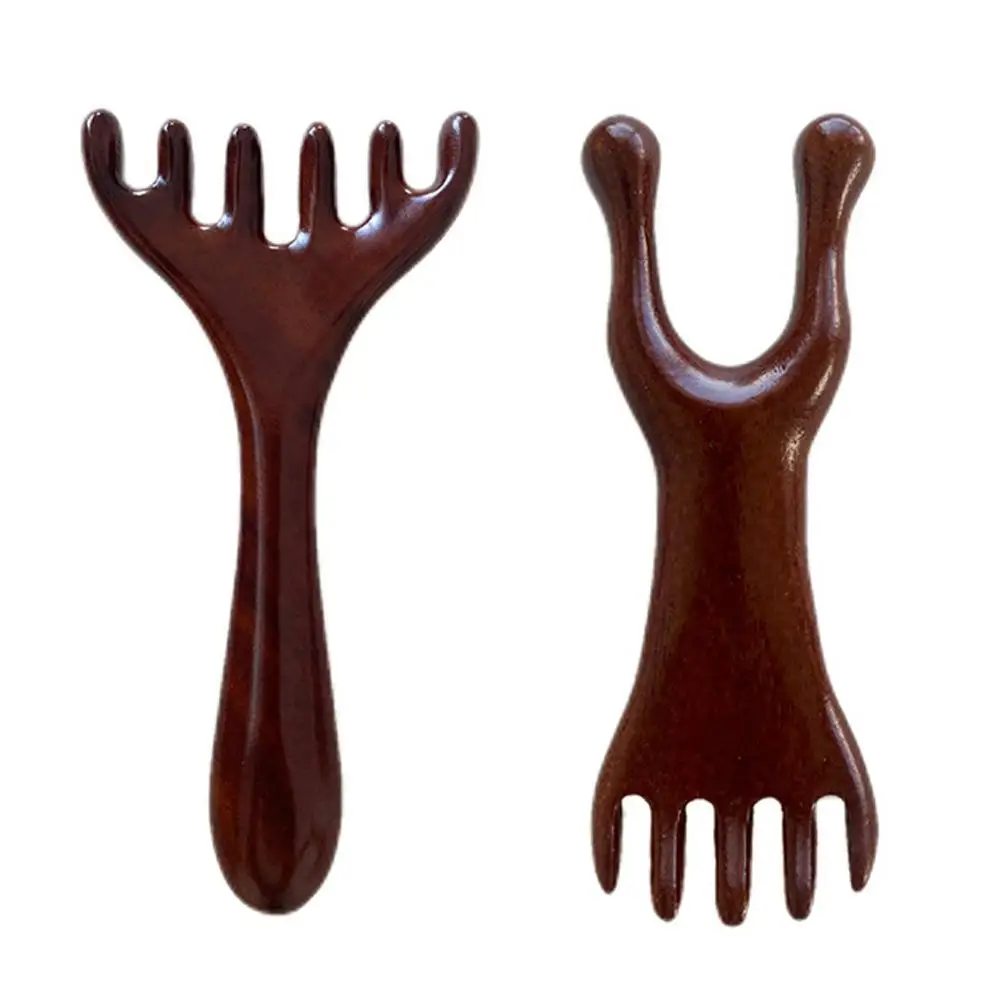 

Natural Sandalwood Deer Antler Five Paws Head Massager Comb Meridians Dredging Scalp Facial Massage Comb Gifts For Family Friend