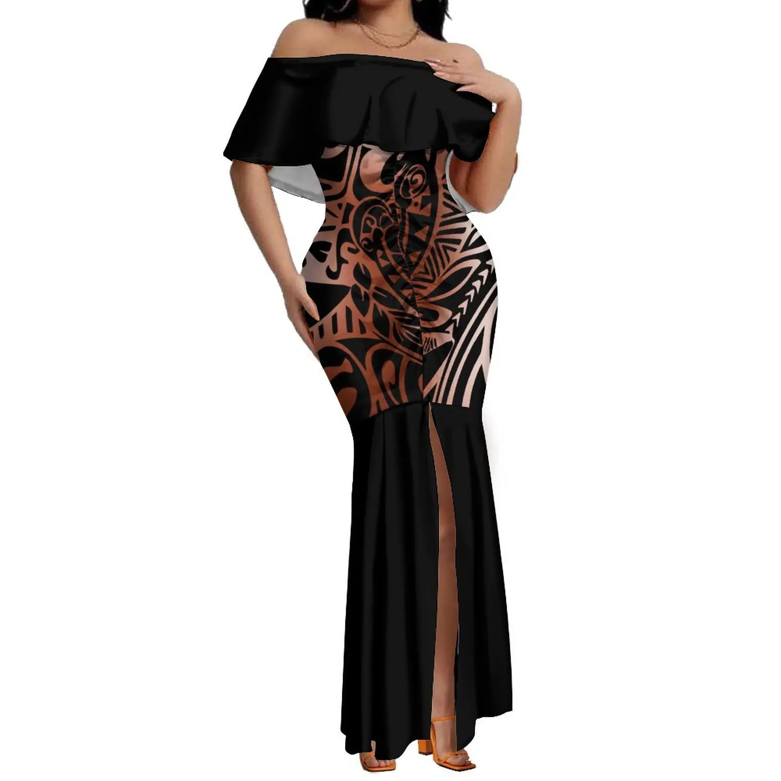 Summer Custom Women'S Off-The-Shoulder Dress Polynesian Design Sexy Dress Samoa Mermaid Dress 8xl 