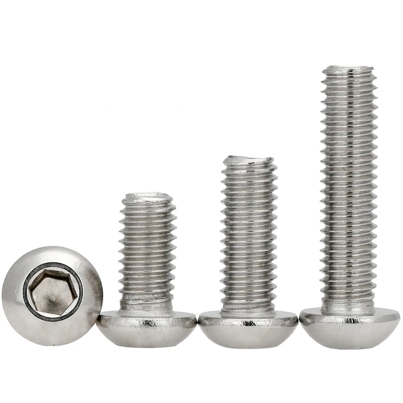 5pc Unc 5/16-18 3/8-16 Us Coarse Thread 304 A2-70 Stainless Steel Allen Hex Hexagon Socket Button Round Screw Bolt Iso7380