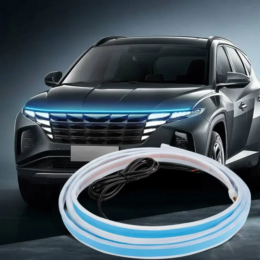 LED Car Hood Decorative Lights Daytime Running Light Steady on Starting DRL Auto Engine Guide Decorative Ambient Lamp 12V