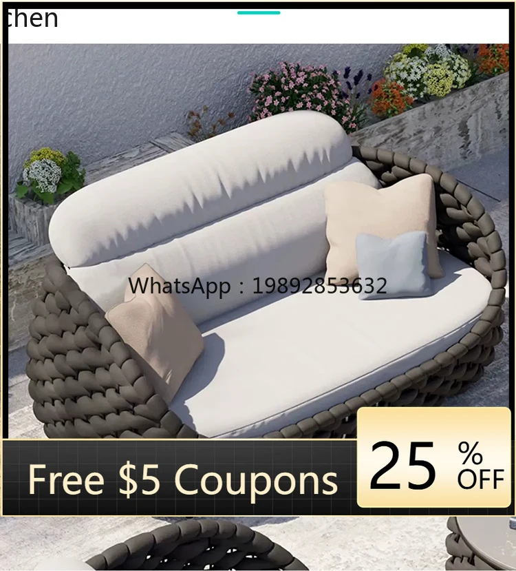 

outdoor sofa courtyard villa balcony rattan chair coffee table furniture combination open-air leisure