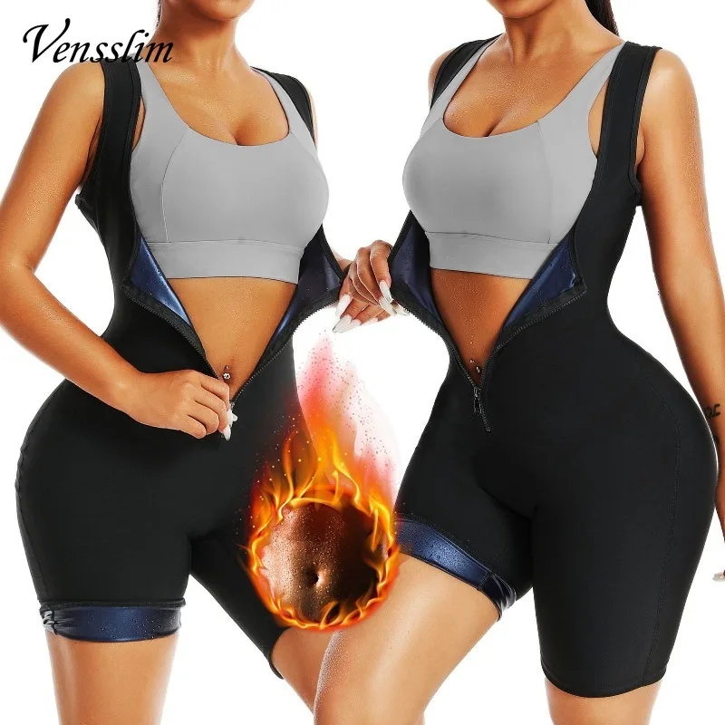 Vensslim Saunaanzüge für Frauen Taillentrainer Schlankheits-Ganzkörper-Shaper Weste Bauchformer Jumpsuit Fitness-Workout Schwitz-Fettverbrenner