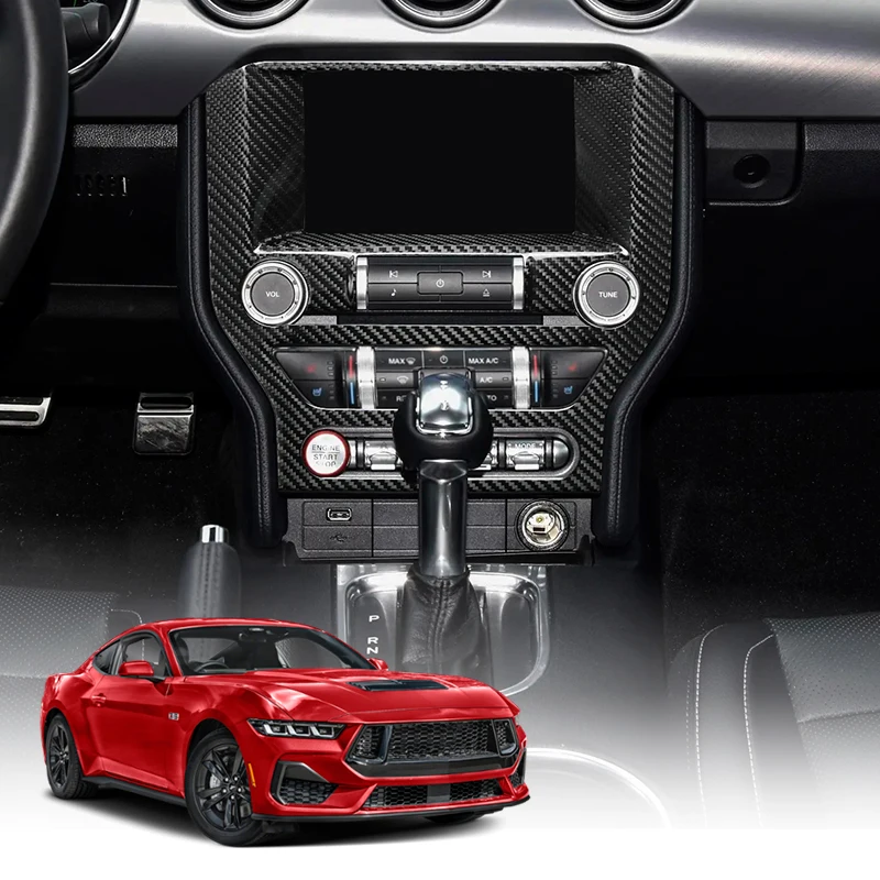 

For Ford Mustang 2015-2023 Real Dry Carbon Fiber central console multimedia panel bezel Interior Trim Modification Accessories