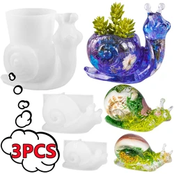 3/1PC 3D Snail Silicone Mold DIY Handmade Flower Pot Epoxy Resin Mold Jewelry Storage Home Table Decoration Animal Plaster Mold