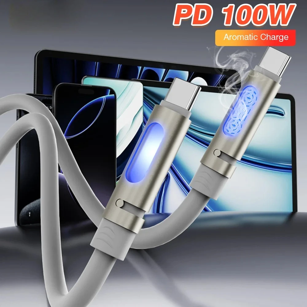 PD 100W Type C Fast Charging Transmission Charger Cord Aromatherapy Car Data Cable For Iphone16 15 Xiaomi Samsung