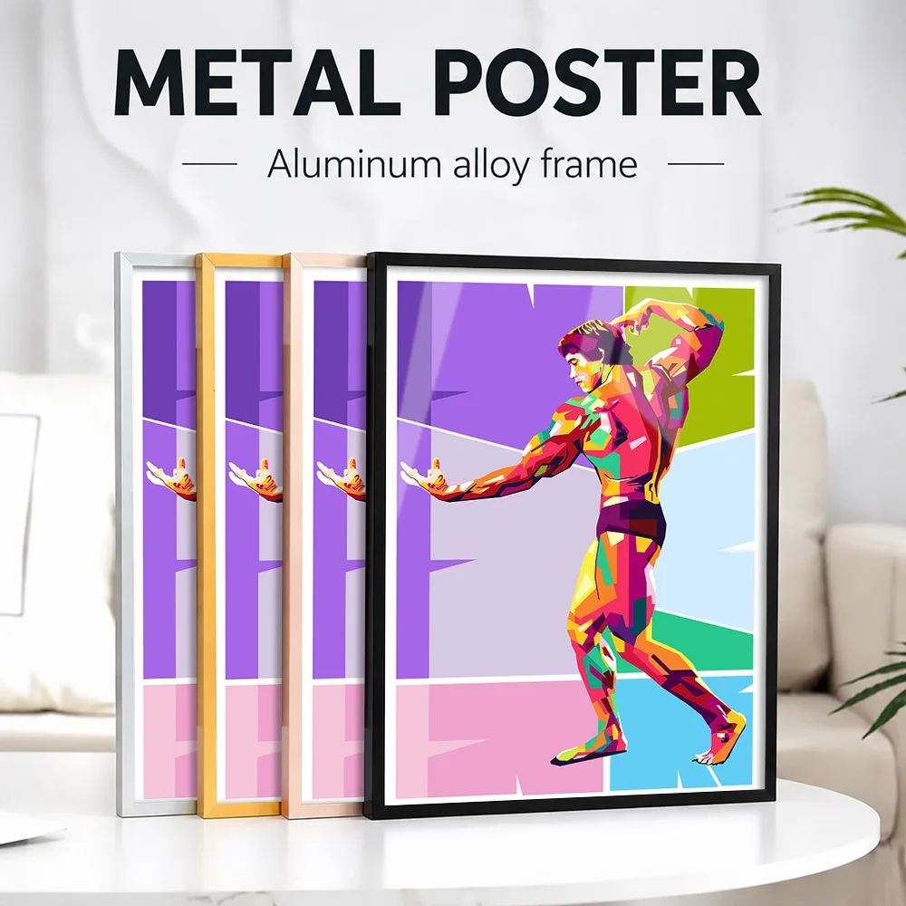 Arnold Schwarzenegger Framed Aluminum Metal Poster Customized Photo Modern Motivational Style Wall Art For Studio Fitness Gift