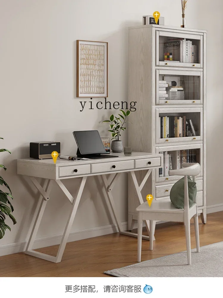 DSA desk with drawers Home children's study table Primary school student study room Solid wood writing desk White