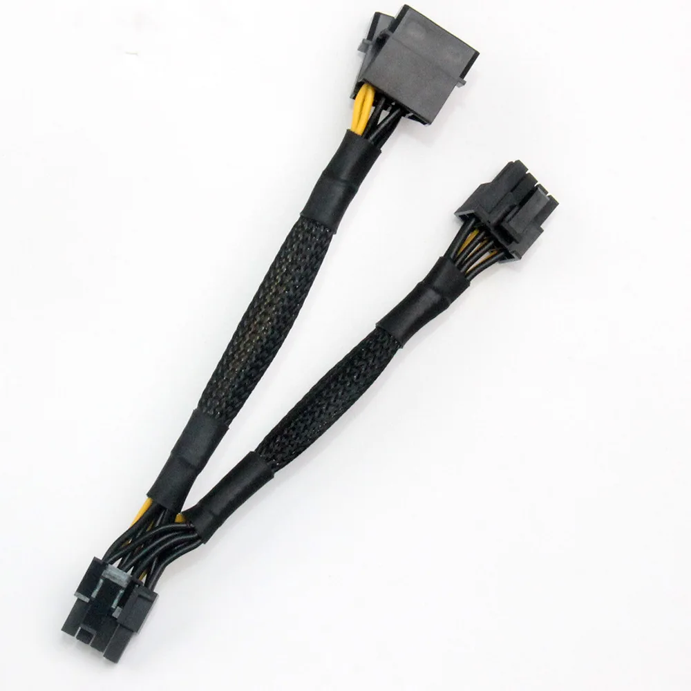 Dual 4Pin IDE Molex to GPU Dual 8Pin(6+ 2)Pin Power Supply Cable PCI-E PCI Express Graphics Video Display Card Adapter