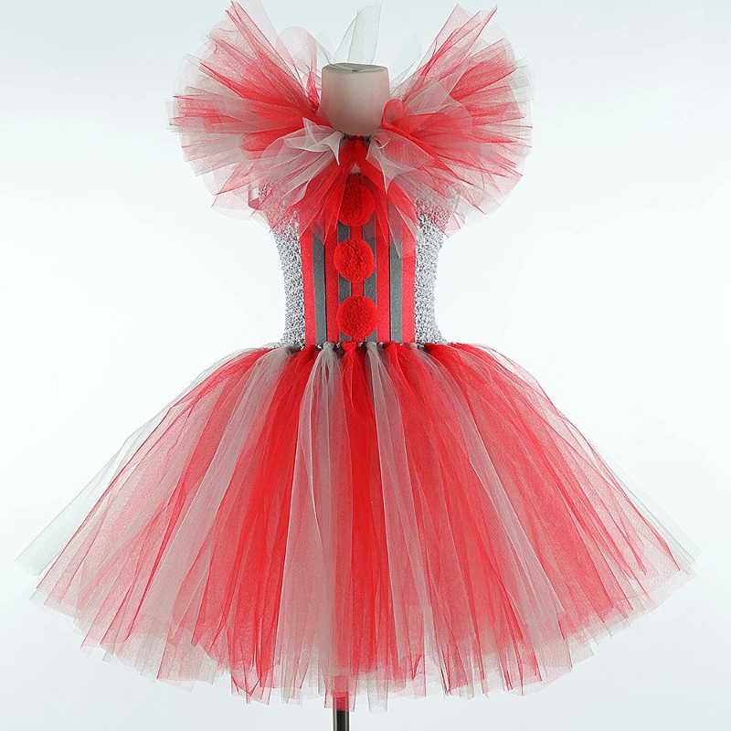 Girls for Scary Killer Clown Costume Halloween Tutu Dress Outfit Creepy Joker Costumes Toddler Kids Carnival Party Tulle Dresses