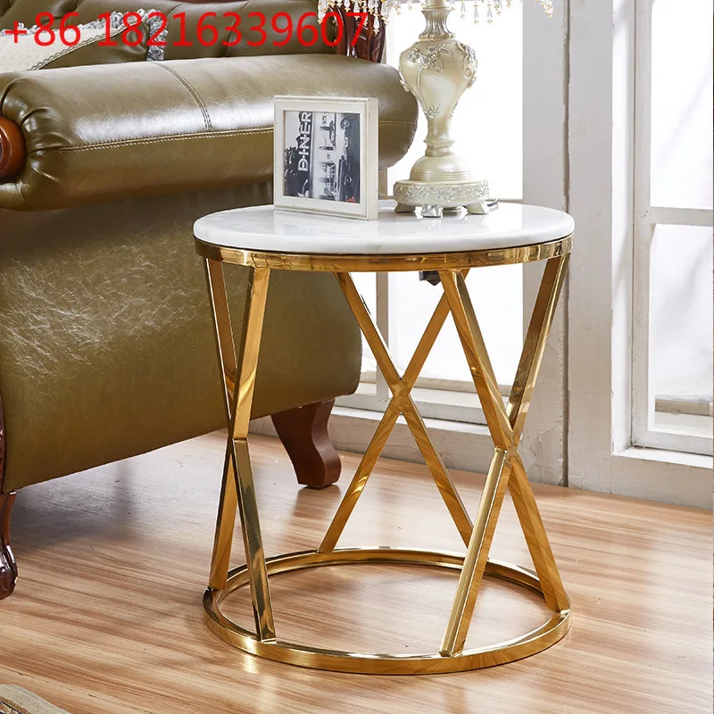 YAO stainless steel corner table, modern minimalist side table, creative tempered glass living room round gold-plated