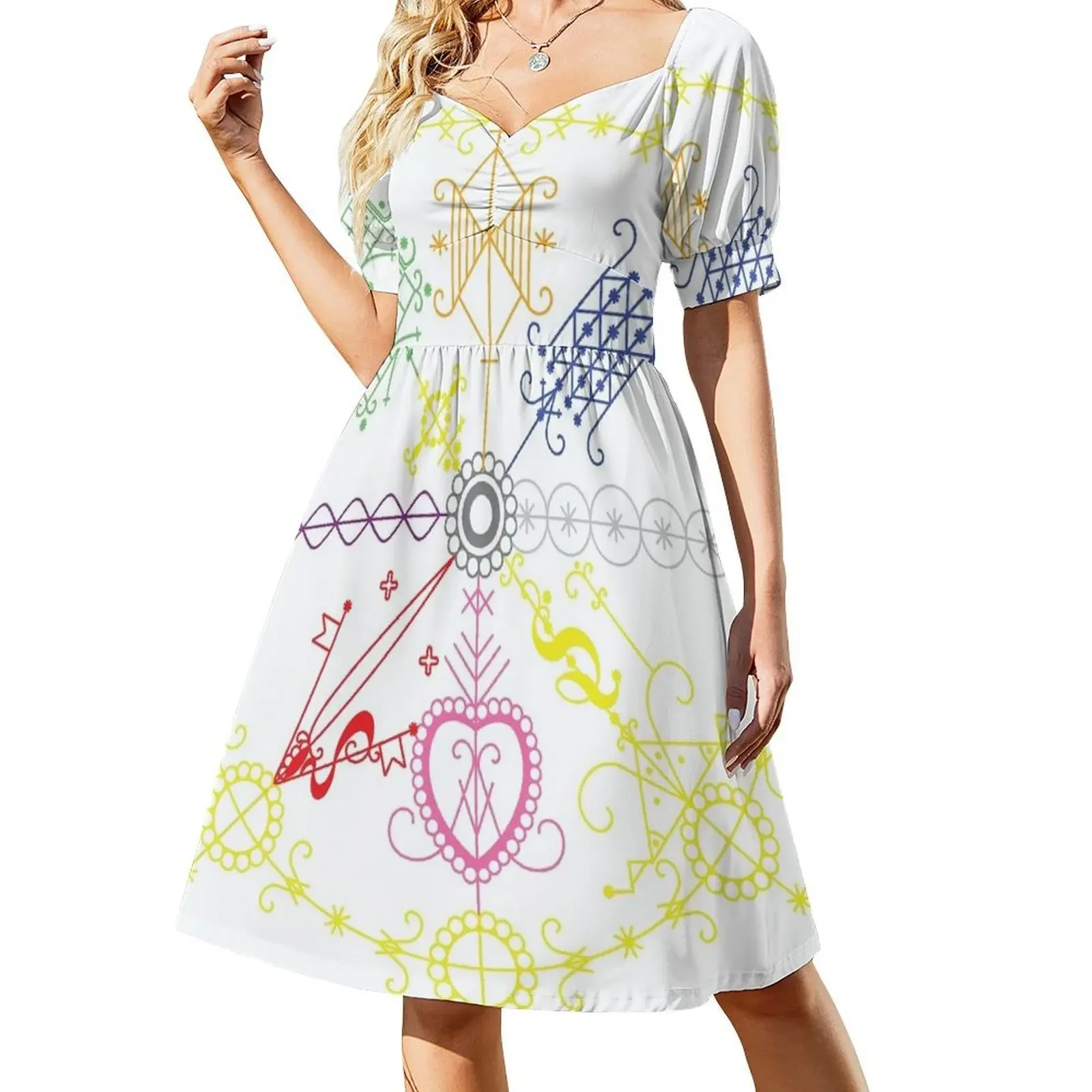 

Milokan vèvè (white) Sleeveless Dress Woman clothing dress korean style Dress