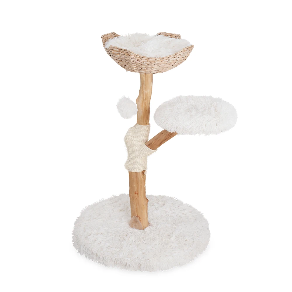 Wholesale Made Of Real Wood Solid Wooden Climbing Cat Tree Scratching Post Tower