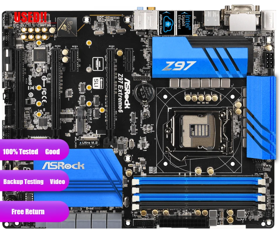 ASRock Z97 Extreme6 desktop board USB3.0 SATA3 DDR3 LGA1150 Z97