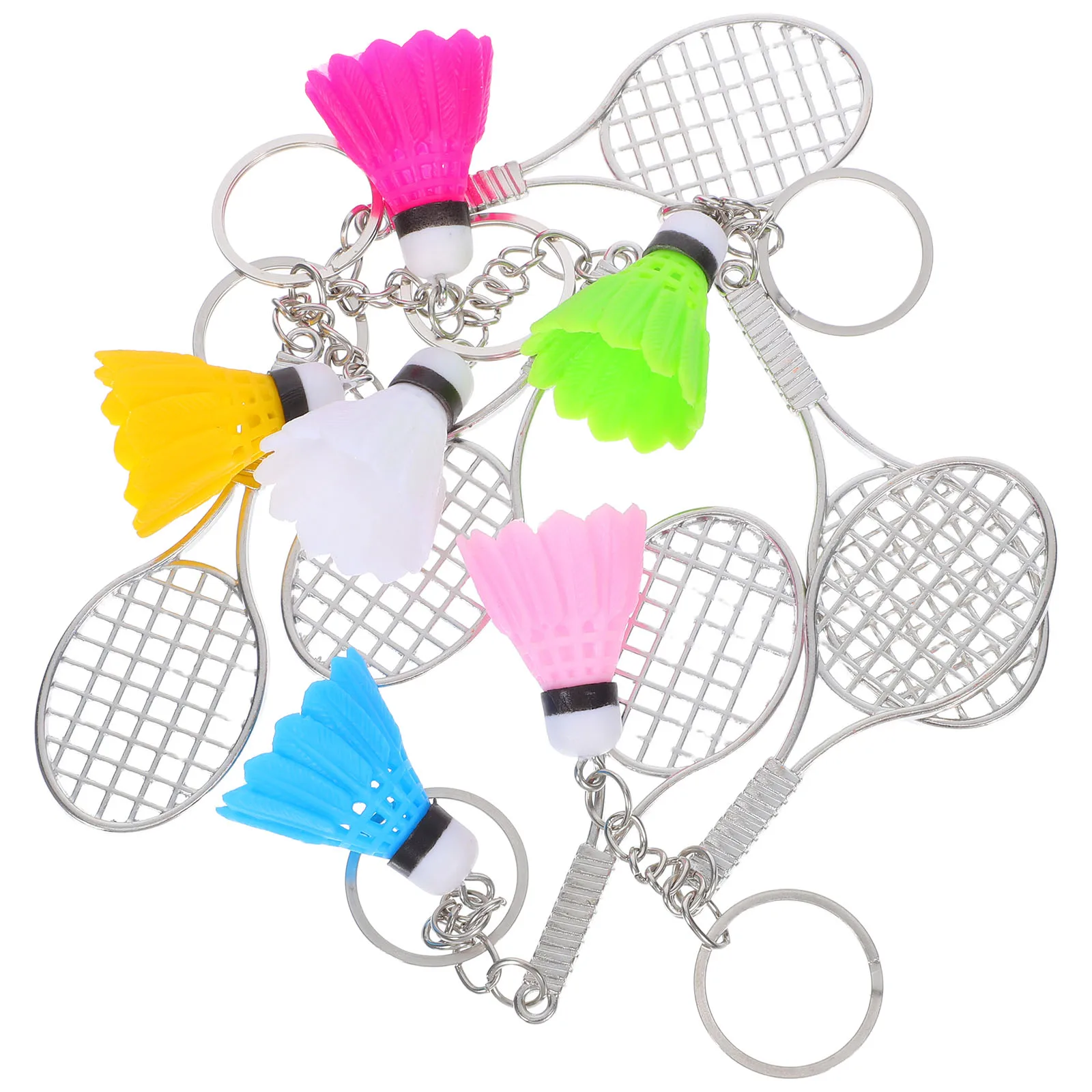 

6 Pcs Badminton Racket Pendant Backpack Keychain Decorations Hanging Ornament Alloy Charm Child
