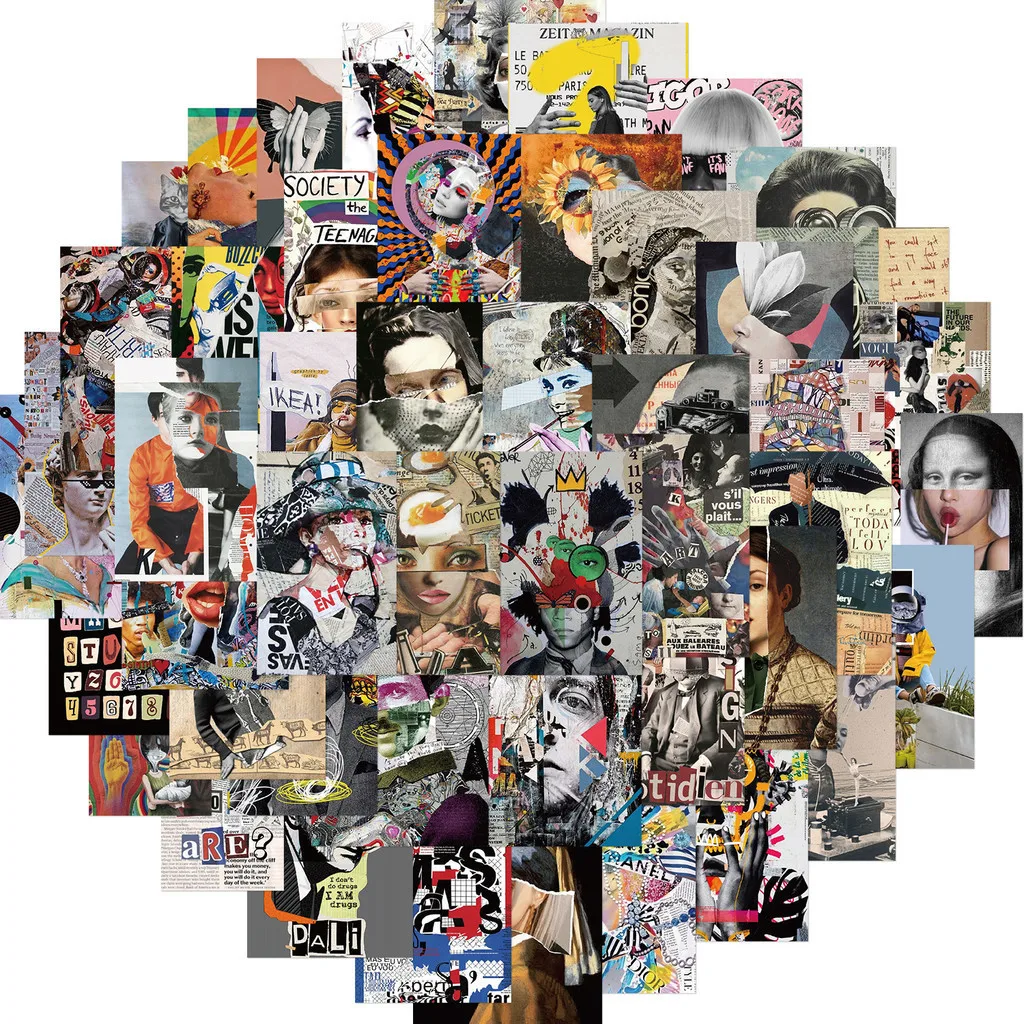 50PCS Modern Art Magazines  Covers Waterproof Graffiti Stickers for Helmet Bicycle Hand Account Pencil Case Decals