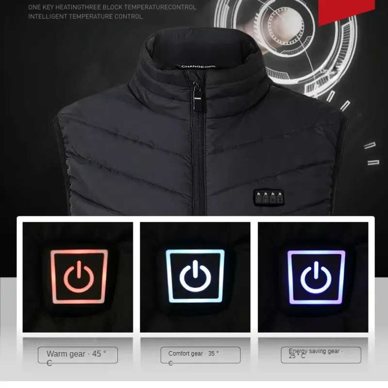 Heating Vest Men's USB Infrared Thermal Jacket Smart Heating Clothes New Winter Cold-proof Thick Sleeveless Coat Hiking Accessor