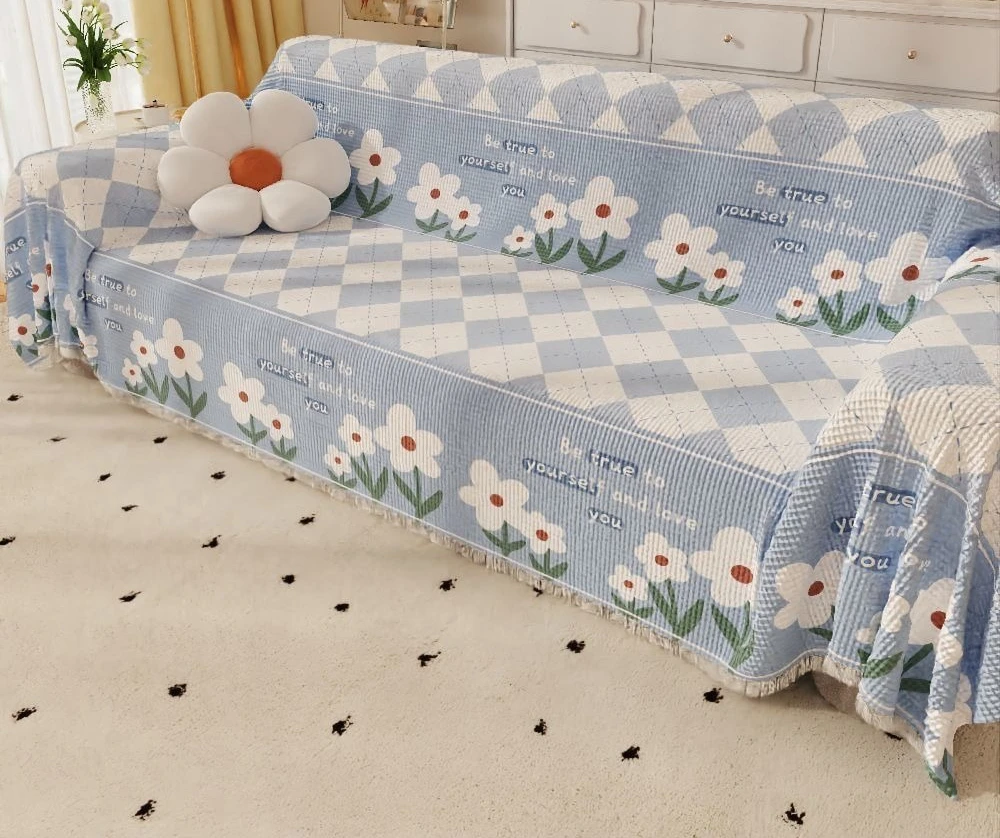 One Piece Sofa Cover Full Cover Dust Proof Slipcover Non Slip Full Wrap Waffle Sofa Pad Four Seasons
