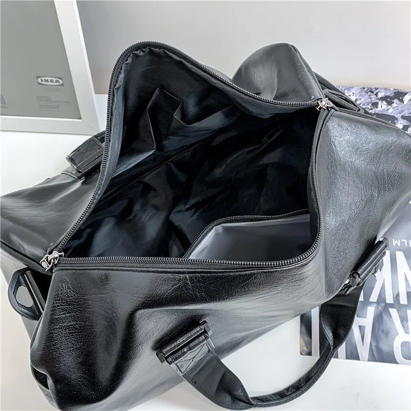 Fashion Leather Travel Bag With Shoes Packet For Men and Women Luggage Duffle Bag Sport Gym Fitness HandBag Male Shoulder Bag