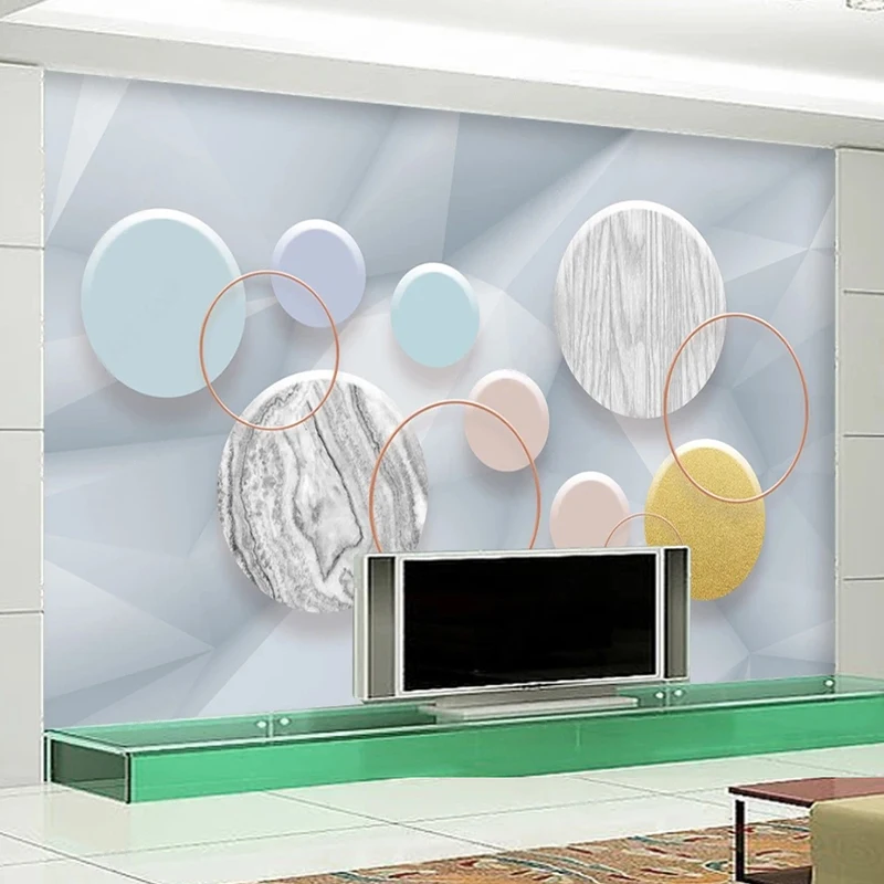 

Custom 3D Wall Mural Modern Fashion Relief Circle Creative 3D Wallpaper Living Room TV Sofa Art Background Wall Papel De Parede