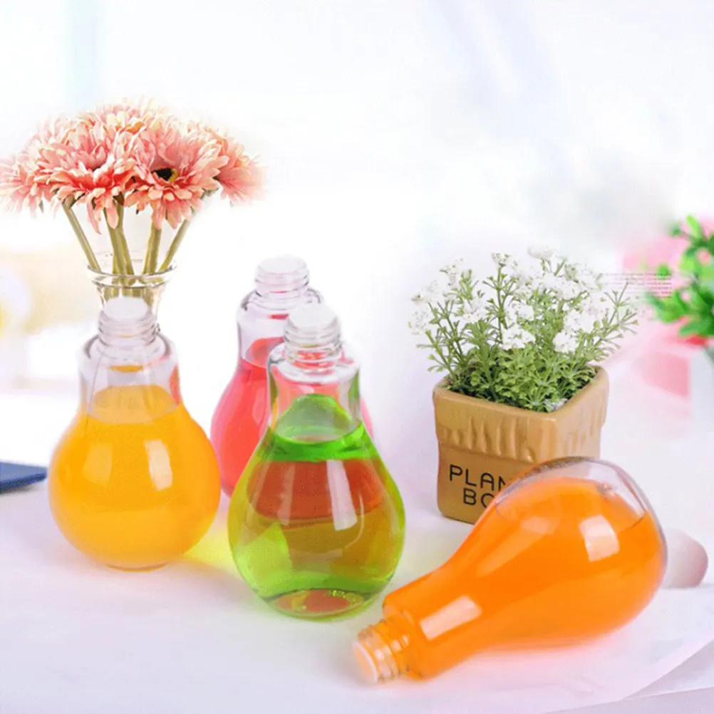 Light Bulb Glass Bottle 500ml Clear Reusable Straw Leak Proof Cap Drinkware Vase Party Glasses Bulb Glasses Glass Bottle
