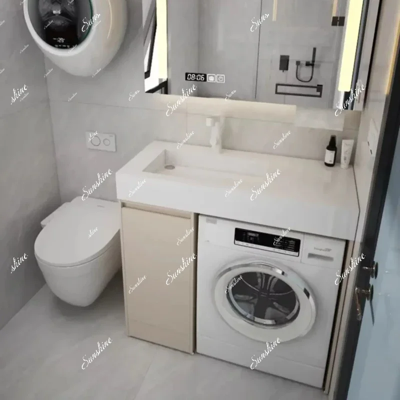 Small Apartment Bathroom Drum Washing Machine All-in-One Cabinet Combination Stone Plate Integrated WashbasinXX