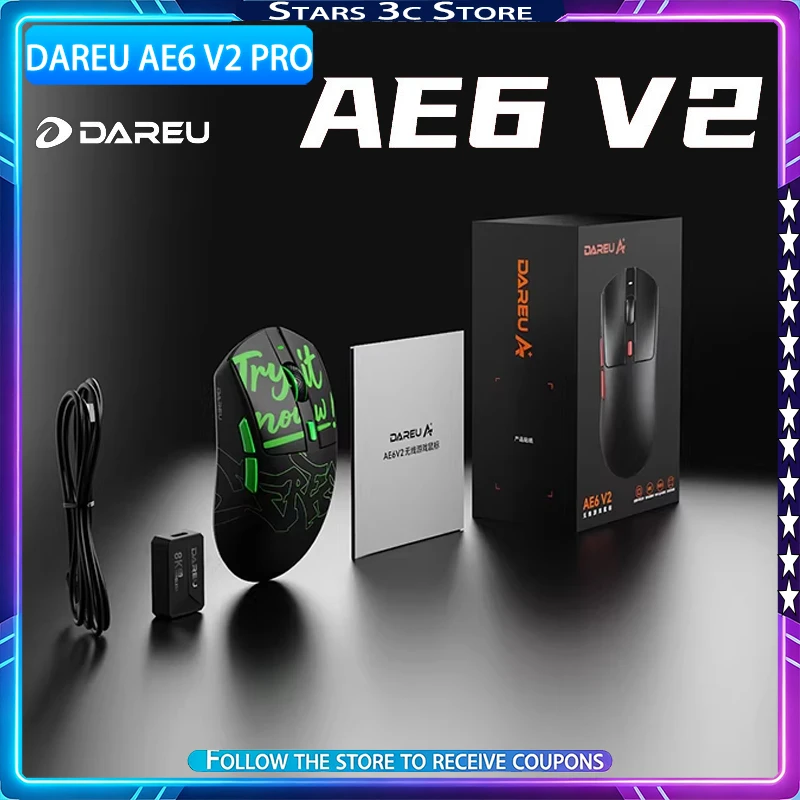 Dareu AE6 V2 Series Wireless Mouse Dual 8K Nordic54 Ergonomic Lightweight Design Low Latency Gaming Mouse Computer Accessory