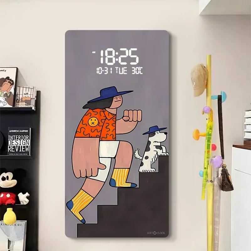 Large Size Cartoon pattern Artwork Digital Disply Wall Clock, Luxurious Quartz Clock for Home Decor,living Room,bed Room Déc