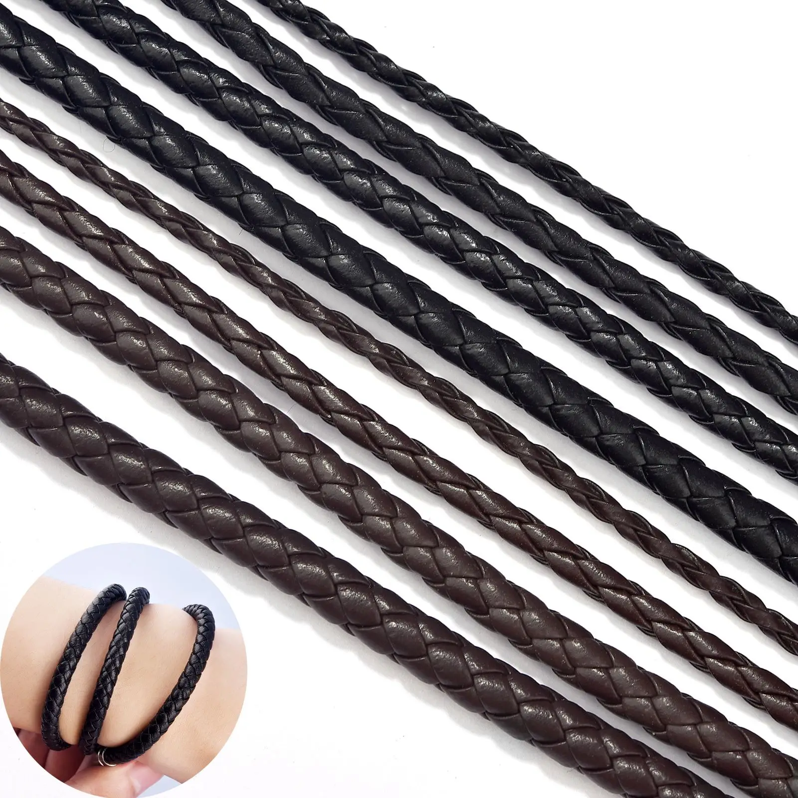 حبال مضفرة للخياطة ذاتية الصنع ، جلد صناعي ، نوى بأربعة خيوط ، حبال منسوجة ، قلادة ومستلزمات ، مترين ، 3 ، 4 ، 5 سوار ، 6 #2