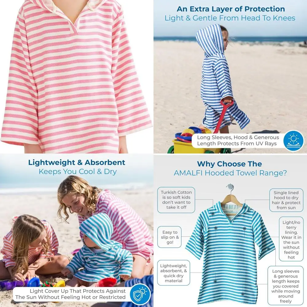 

Ультрамягкие турецкие полотенца с капюшоном для детей — легкие халаты для мальчиков и девочек — быстросохнущая накидка для плавания для пляжа и дома —