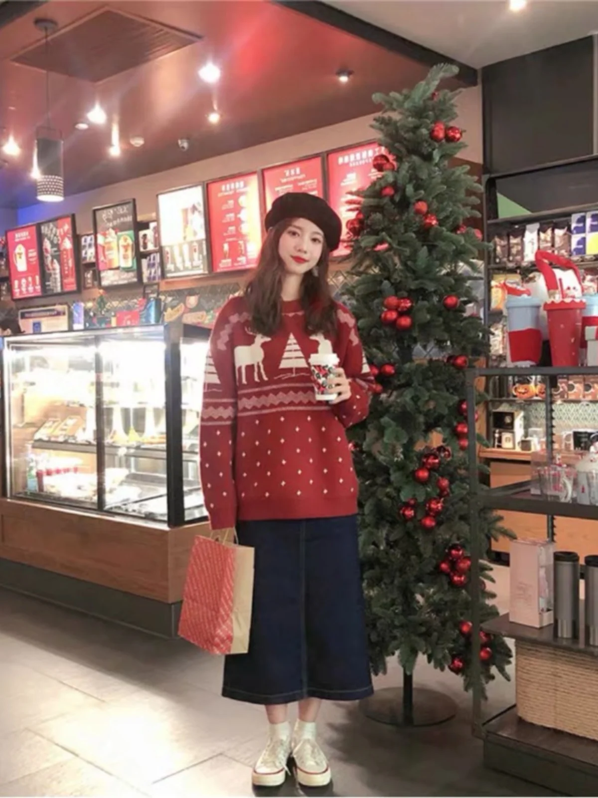 العصرية الأحمر فضفاض المرأة سترة ربيع الخريف الشتاء جديد Sle ملابس خارجية التخسيس Faionable Cisas العنصر جولة Ne طويلة... #5