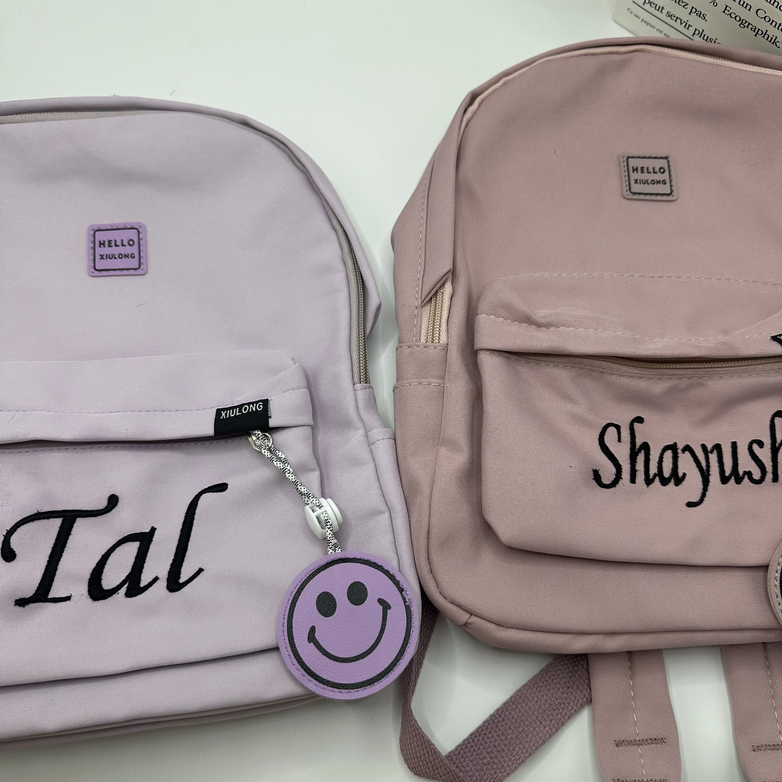 Personnalisation personnalisée des sacs à dos pour les filles du primaire, sacs à dos mignons avec visage souriant, sacs à dos de voyage pour la maternelle