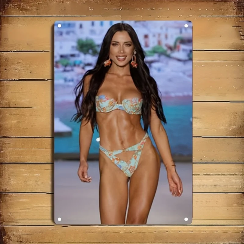 Letrero Metálico Retro de Chica Tropical de Playa - Póster Metálico Plano 2D para Decoración de Pared de Hogar o Bar, Decoración Vintage Duradera, Regalo Divertido para las Fiestas